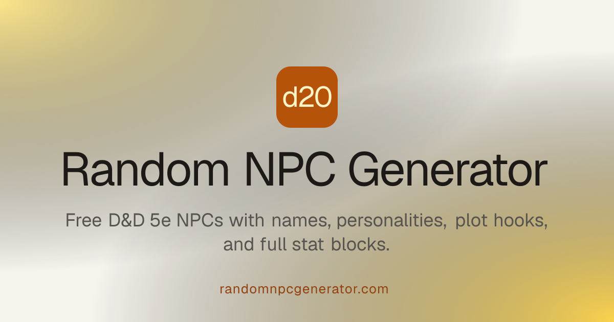 Random NPC Generator – Free D&D 5e NPC Creator